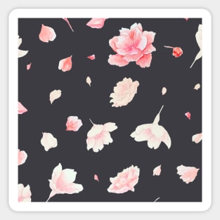 Dancing among the sakura petals - Dark background Sticker